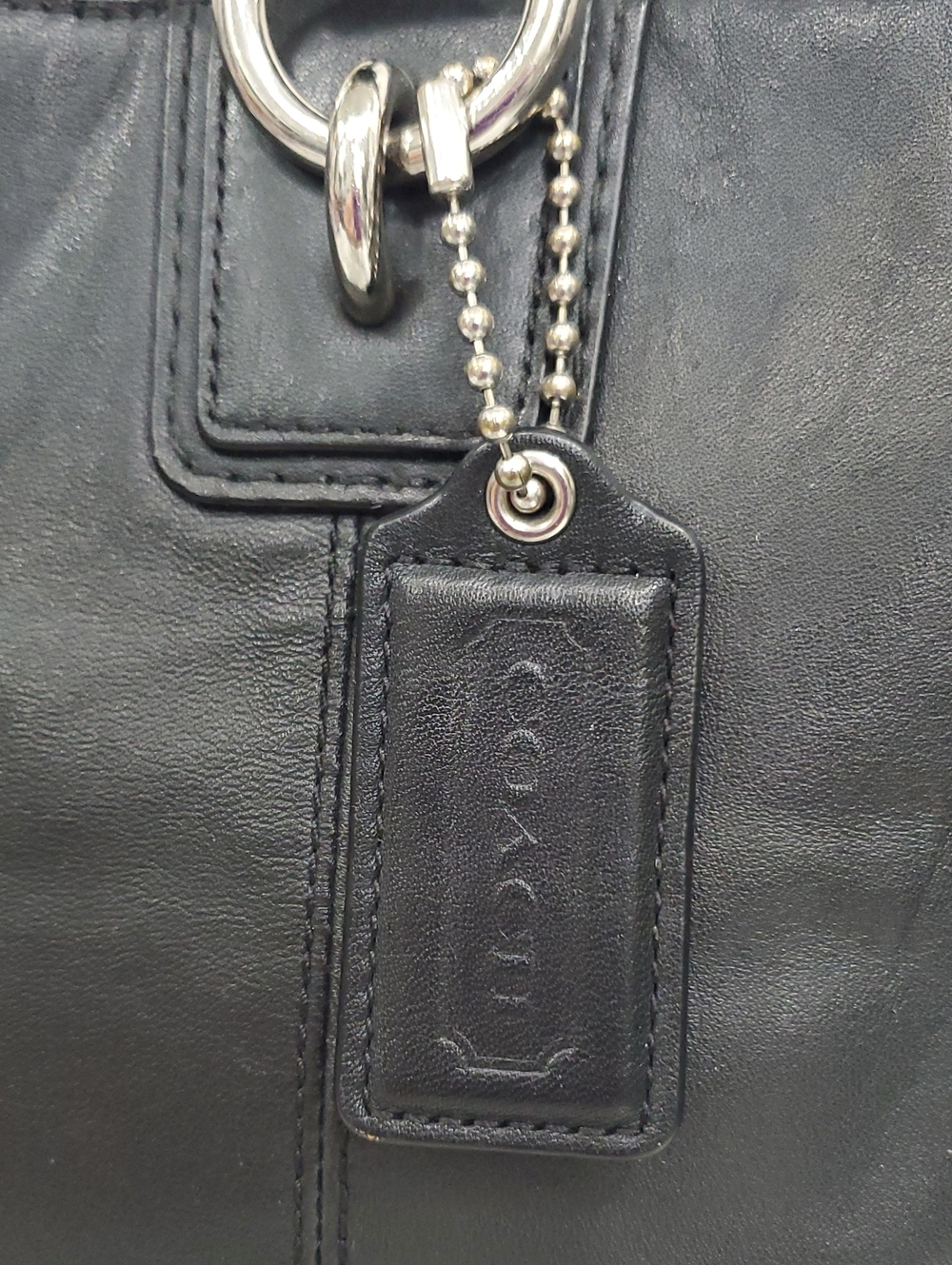 Coach Gallery East West Black Leather Tote - Picture 10 of 16